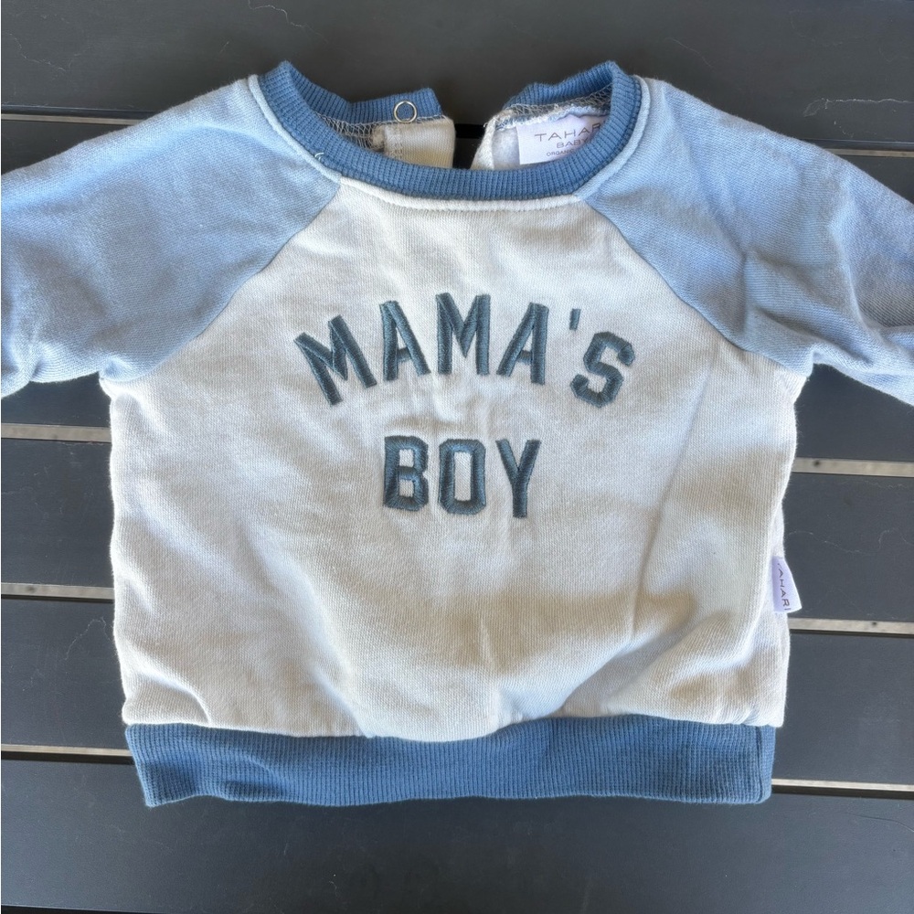 Kids Blue and White Sweatshirt - Mama's Boy